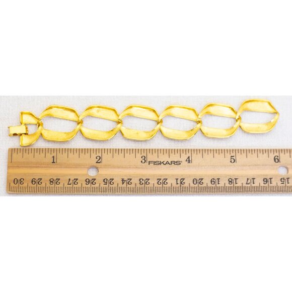 6 inch, Vintage Gold Tone Geometric Letter O Links Bracelet - AB2 - Picture 3 of 3